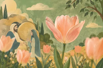 Peaceful Pastel Tulips Garden Background