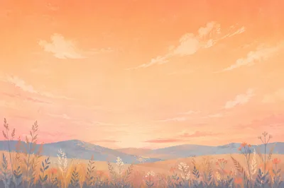 Peaceful Pastel Dawn Sky Over Meadow