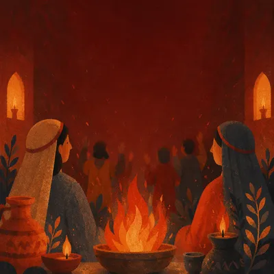 Warm Flames in Dark Chapel Interior
