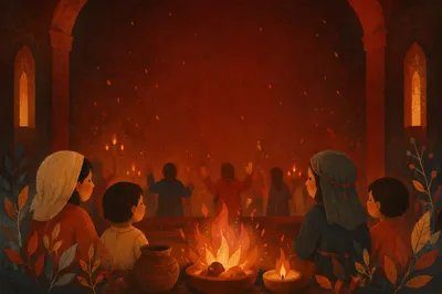 Warm Flames in Dark Interior