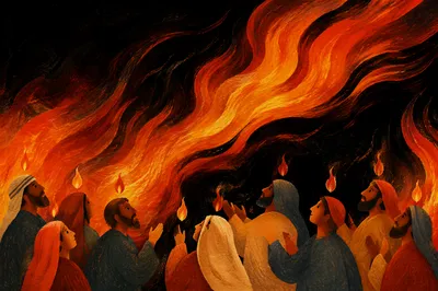 Flowing Red Orange Flames on Black