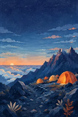 Predawn Mountain Camp Strength Background