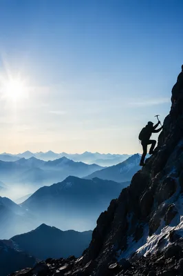 Philippians 4:13 Mountain Climber Sunrise Background