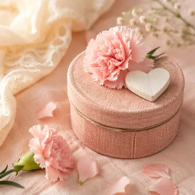 Soft Pink Keepsake Box with Floral Heart