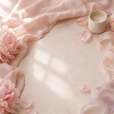 Soft Blush Pastel Tabletop Background