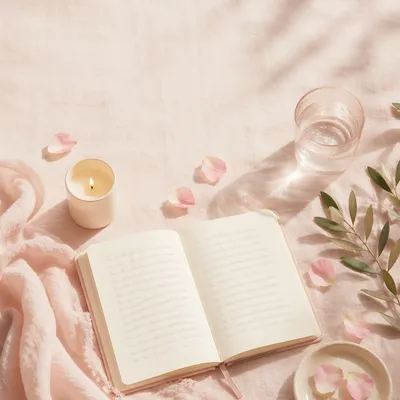 Soft Pastel Flat Lay on Blush Linen
