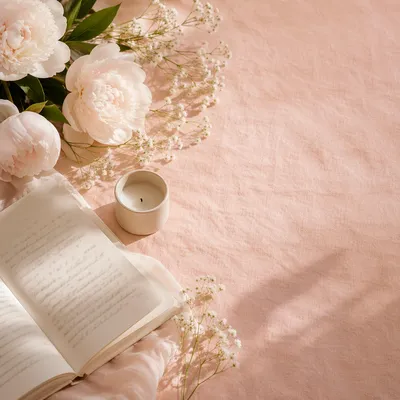 Soft Pink Floral Tabletop Flat Lay