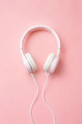 Soft Pastel Pink Headphones Flat Lay