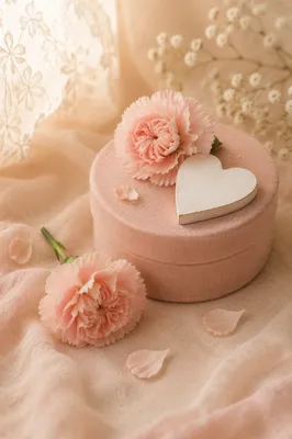 Soft Blush Keepsake Box with Pink Flowers