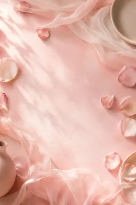 Soft Pink Fabric and Rose Petals Background