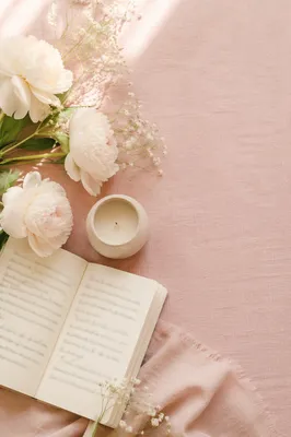 Soft Pink Floral Tabletop with Notebook