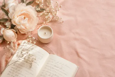 Soft Pink Floral Tabletop Background