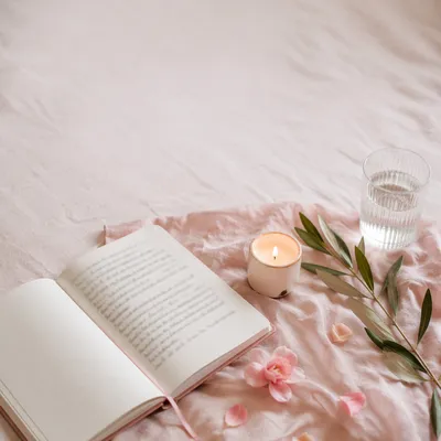Soft Pastel Flat Lay with Notebook