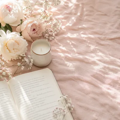 Soft Pink Floral Tabletop Flat Lay