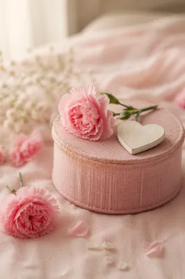 Soft Blush Keepsake Box With Pink Flowers