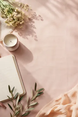 Blush Pink Flat Lay with Wildflowers