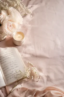 Soft Pink Floral Tabletop with Notebook