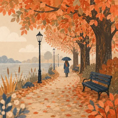 Autumn Path of Trust by the Lake