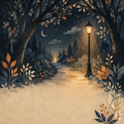 Lamp Lighting a Night Path