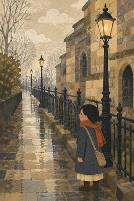 Guiding Lamp Along a Quiet Stone Path