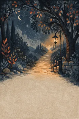 Lamp Lighting a Night Path