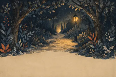 Lamp Lighting a Night Path