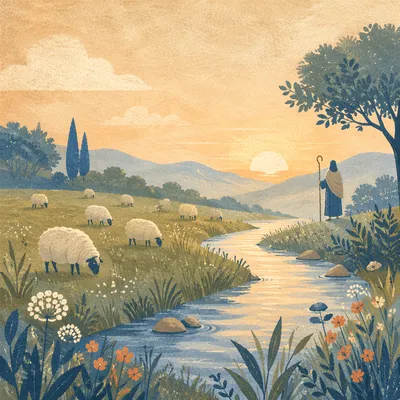 Psalm 23 Shepherd in Green Pastures