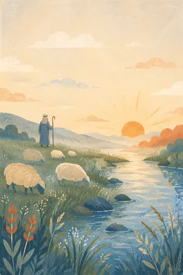Psalm 23 Green Pastures at Sunrise