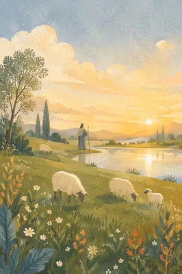 Psalm 23 Green Pastures Still Waters Background