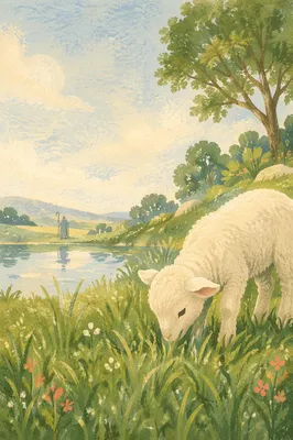 Psalm 23 Lamb in Green Pastures