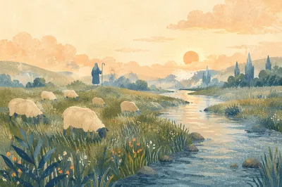 Psalm 23 Green Pastures Morning Background