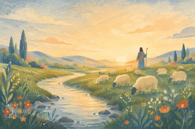 Psalm 23 Shepherd in Green Pastures