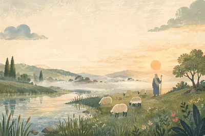 Psalm 23 Shepherd in Green Pastures