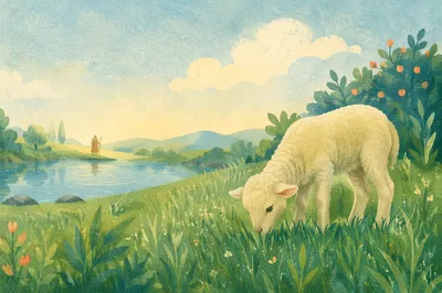 Psalm 23 Lamb in Green Pastures