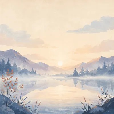 Still Mountain Lake at Dawn