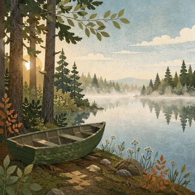 Be Still Forest Lakeshore Dawn Background