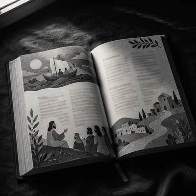Calm Open Scripture Background in Monochrome