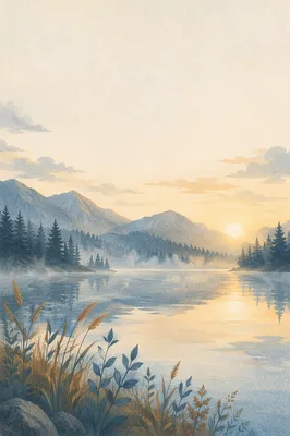 Still Dawn Lake Reflection Background