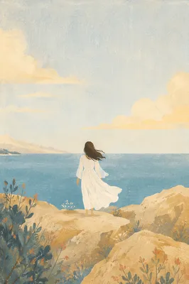 Lone Figure on Coastal Rocks