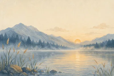 Misty Mountain Lake at Dawn