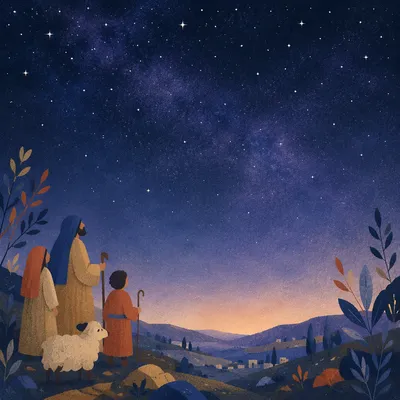 Purple Blue Galaxy Over Distant Hills