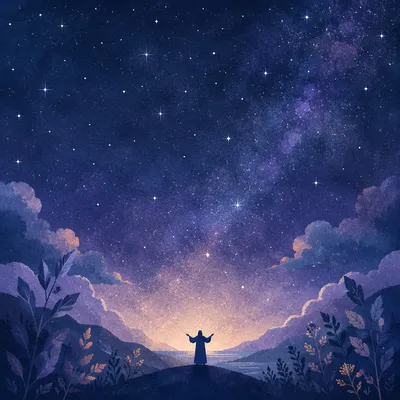 Person Beneath Purple Blue Starry Sky
