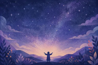 Silhouette Under Purple Blue Galaxy Sky