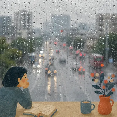 Rain Drops on Blurred City Window