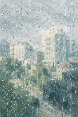 Rain Droplets on Blurred City Window