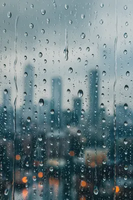 Rain Droplets on Blurred City Window