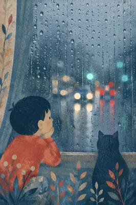 Rain Drops on Window with Blurred City