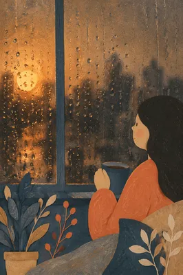 Rain Drops on Blurred City Window