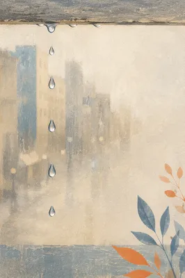 Rainy Window with Blurred City Background