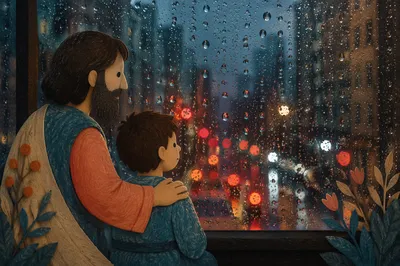Rainy Window Bokeh City Background
